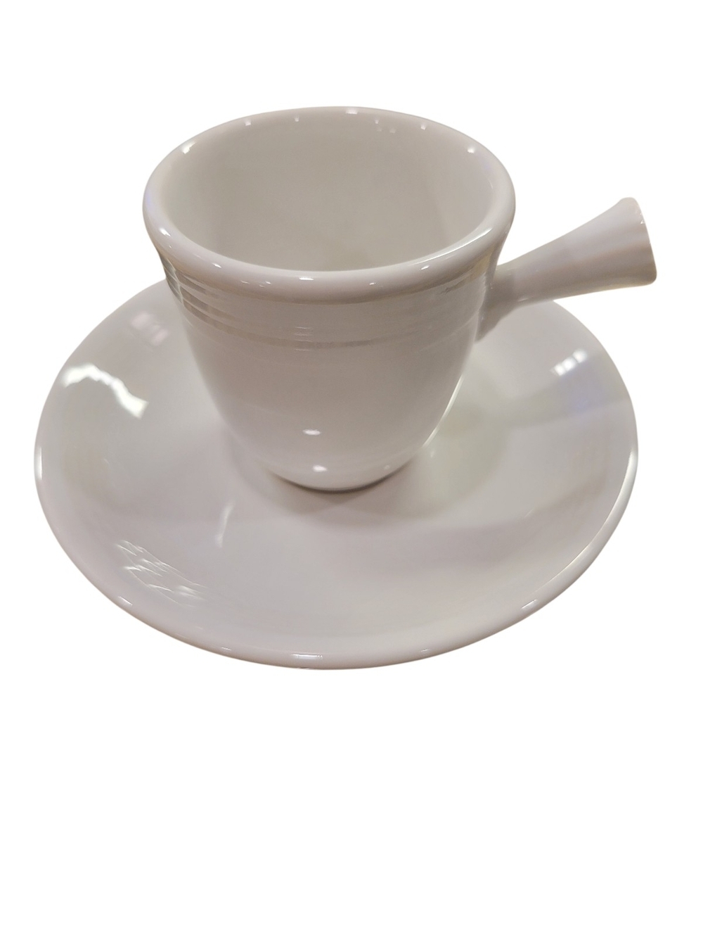 🤍 Fiesta® White Stick Handle Demitasse Cup & Saucer Set | Retired | USA Made
